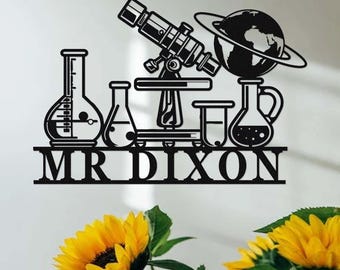 Custom Scientist Name Metal Sign,Science Class Sign,Personalized Classroom Sign,Classroom Decor,Chemist Sign,Laboratory Sign,Teacher Gift