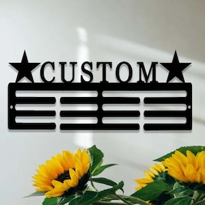 Personalized All Star Medal Holder,Custom All Star Name Medal Hanger,12 Rungs for Medals & Ribbons,Sport Medal Display Awards Sign