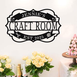 Custom Craft Room Metal Sign,Sewing Room Sign,Personalized Craft Name Sign,Craft Room Wall Art,Crafting Sign,Art Studio Decor,She Shed Sign