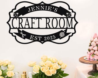 Custom Craft Room Metal Sign,Sewing Room Sign,Personalized Craft Name Sign,Craft Room Wall Art,Crafting Sign,Art Studio Decor,She Shed Sign