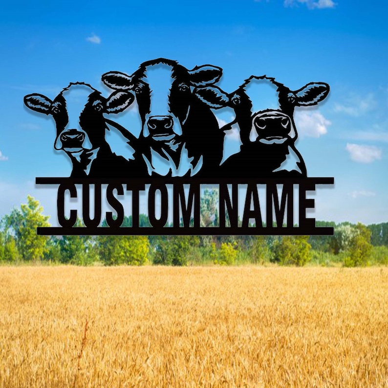 Cow Metal Sign Personalizedcow Cattle Metal Wall Artcustom Etsy