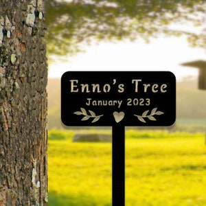 Custom Memorial Tree Sign With Stake,Personalized Tree Metal Garden Marker,Tree Garden Sign,Tree Plaque Marker,Metal Name Plate,Tree Decor