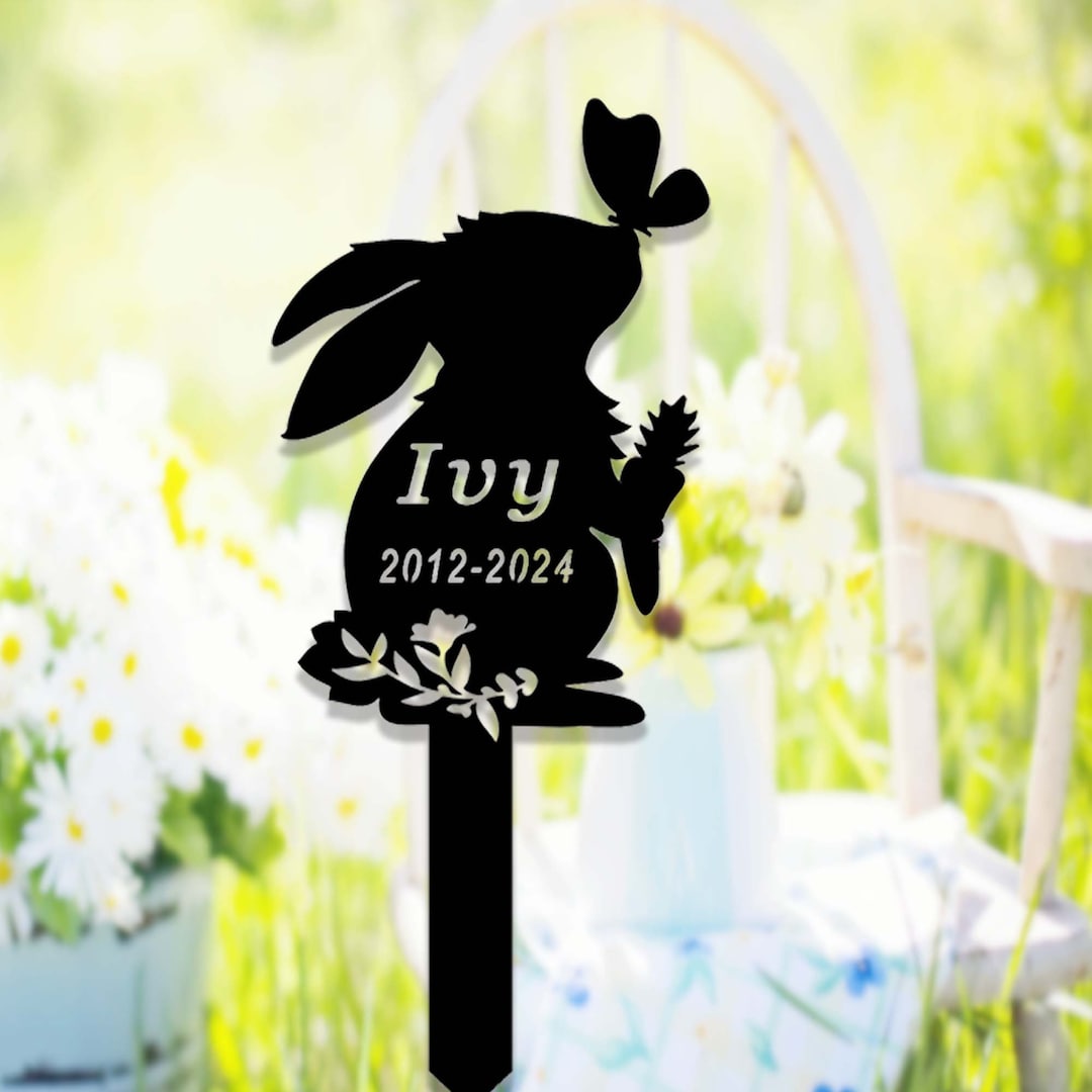 Personalized Rabbit Metal Garden Stake,bunny Memorial Stake,custom ...