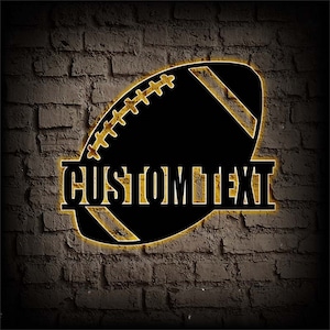Personalized Football LED Metal Sign,Foot Ball Metal Wall Art,Custom Football Player Name Sign,Football Metal Decor,Football Player Gift