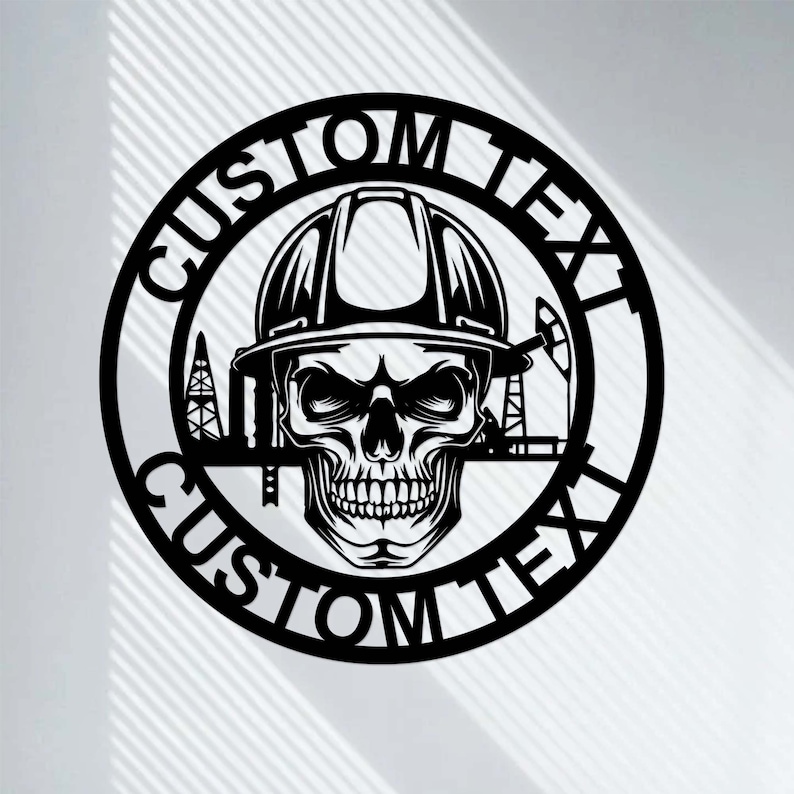 Derricks Text Custom Oil Field Metal Sign,oil Field Roughneck Skull Metal Wall Art ...