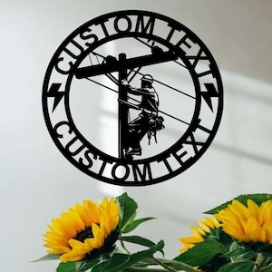 Custom Lineman Metal Sign,Electrical Worker Sign,Personalized Lineman Name Sign,Electrical Decor,Lineman Electrician Gift,Man Cave Decor