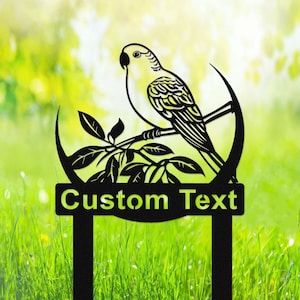 Custom Metal Parrot Memorial Stake, Parrot Grave Marker, Budgie Bird Yard Stake,Personalized Parrot Loss Gift,Garden Stake for Loss of Bird