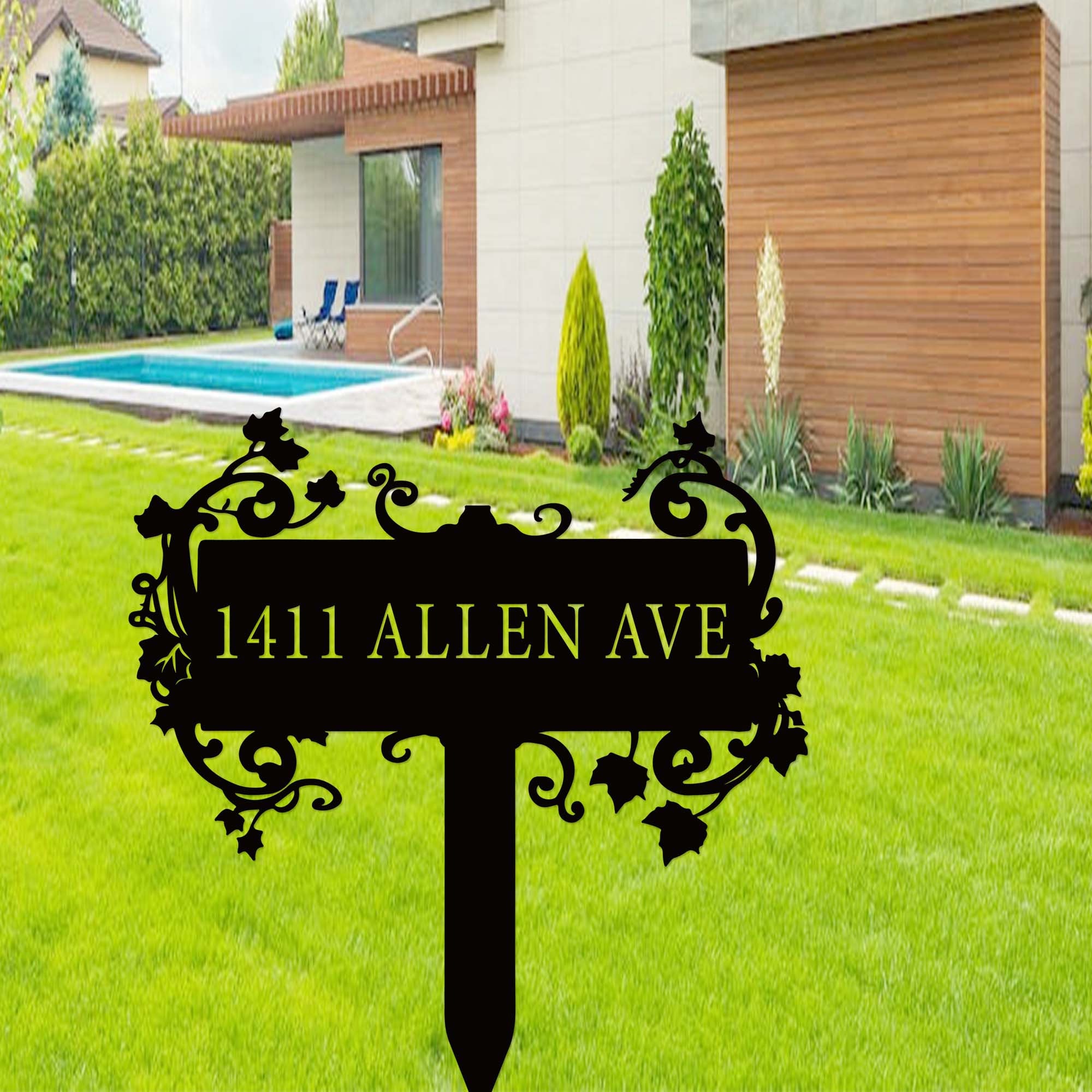 Custom Metal Address Garden Stake,address Yard Sign,personalized Lawn ...