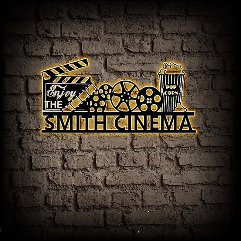 Personalized Home Theater Metal Sign,Home Theater Metal Wall Art,Family Name Cinema Sign,Home Cinema Wall Decor,Housewarming Gift,Man Cave