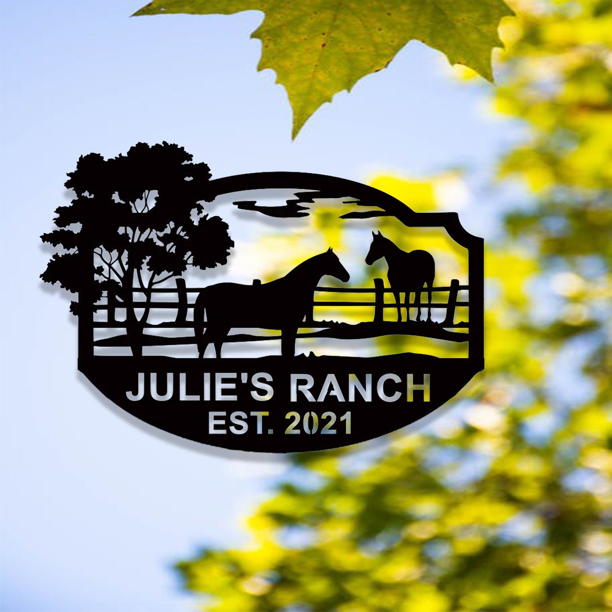 Plaque de ranch en métal personnalisée, Plaque de nom de ferme personnalisée, Plaque d'entrée de grange extérieure, Décoration ranch rustique, Plaque de nom de famille, Plaque de portail en acier