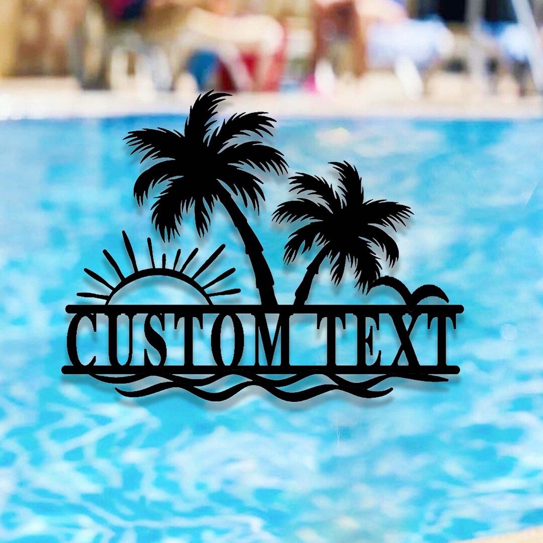 Custom Palm Trees Beach House Metal Sign,family Beach House Wall Art