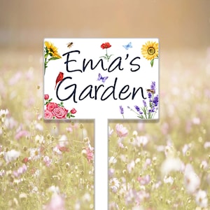 Custom Garden Sign with Stake,Metal Floral Garden Stake,Personalized Garden Stake,Yard Sign,Yard Decor,Gardener Name Sign,Metal Garden Sign