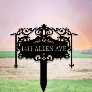 Custom Metal Address Yard Sign,Address Garden Stake,Personalized Lawn Address Sign,Address Stake,House Number Sign for Yard,Front Door Stake
