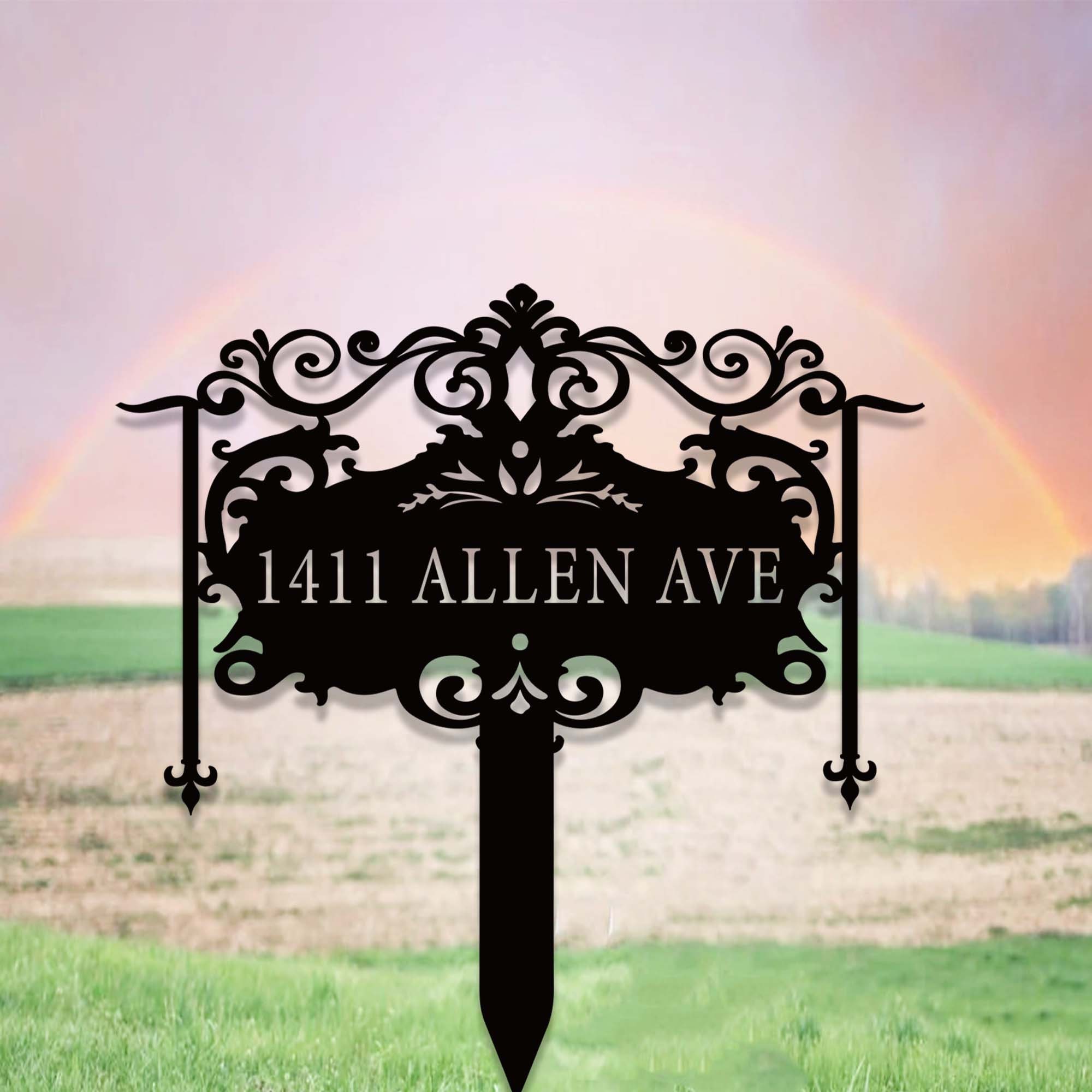 Custom Metal Address Yard Sign,Address Garden Stake,Personalized Lawn Address Sign,Address Stake,House Number Sign for Yard,Front Door Stake