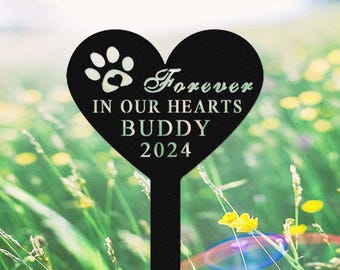 Estaca conmemorativa personalizada para mascotas con huella de pata, estaca conmemorativa personalizada para perros, marcador de tumba para mascotas en forma de corazón, estaca conmemorativa para perros, regalo para recordar a una mascota fallecida