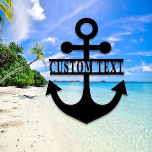 Personalized Metal Anchor Sign,Anchor Wall Art,Custom Anchor Name Sign,Boathouse Beach House Decor,Lake House Nautical Decor,Navy Gift