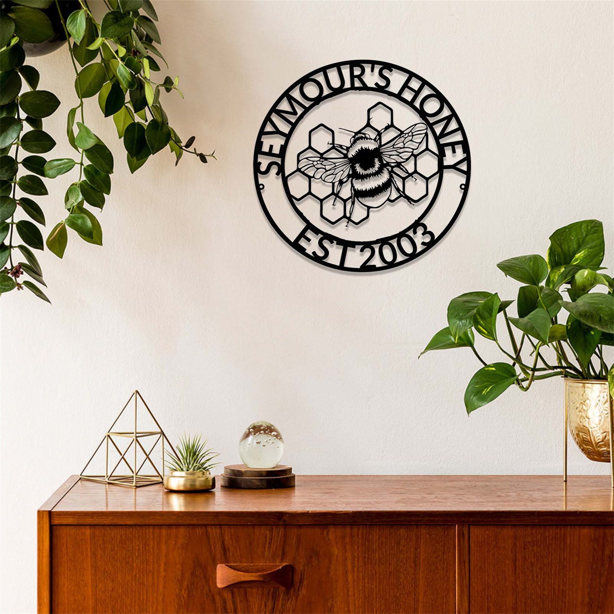 Custom Bee Metal Signhoney Bee Metal Wall Artpersonalized Etsy