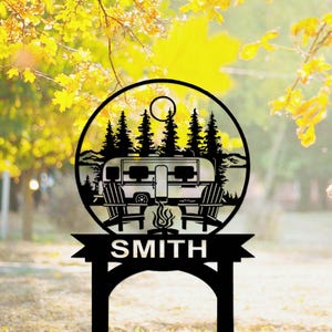 Custom Camp Sign With Stake,personalized Camper Name Sign,camping Car ...