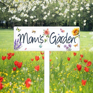 Custom Flower Garden Sign with Stake,Metal Garden Sign,Personalized Garden Stake,Yard Sign,Yard Decor,Gardener Name Sign,Mom&#39;s Garden Sign