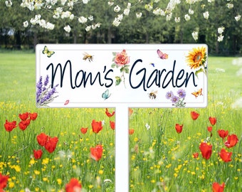 カスタムフラワーガーデンサイン（杭付き）、金属製ガーデンサイン、パーソナライズガーデンステーク、ヤードサイン、ヤードデコレーション、ガーデナーネームサイン、ママのガーデンサイン