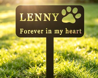 Estaca de acero conmemorativa para jardín, placa de metal con huellas de perro, regalo personalizado para la pérdida de un perro, lápida para la pérdida de una mascota, regalo para la mamá de un perro.