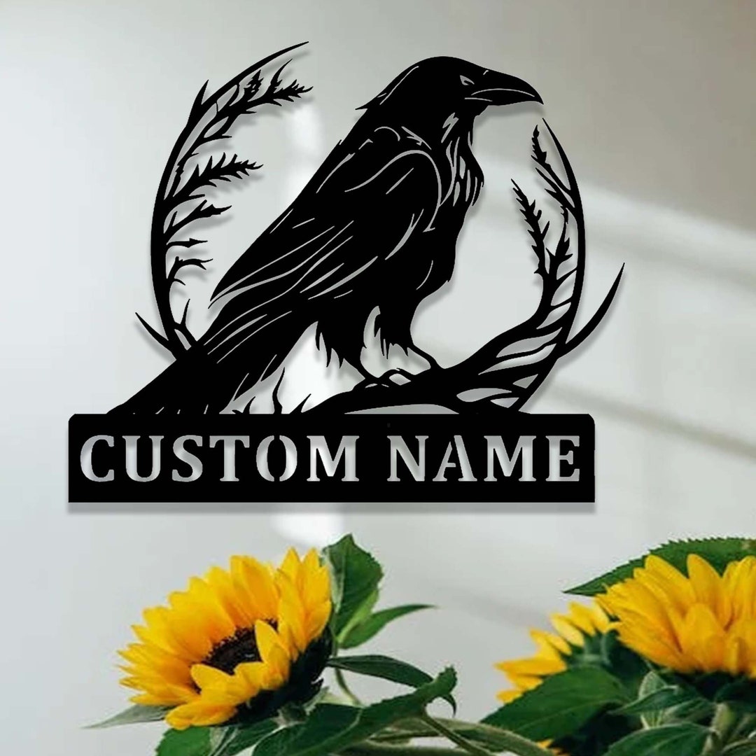 Custom Crow Metal Sign,raven Sign,personalized Black Crow Name Sign