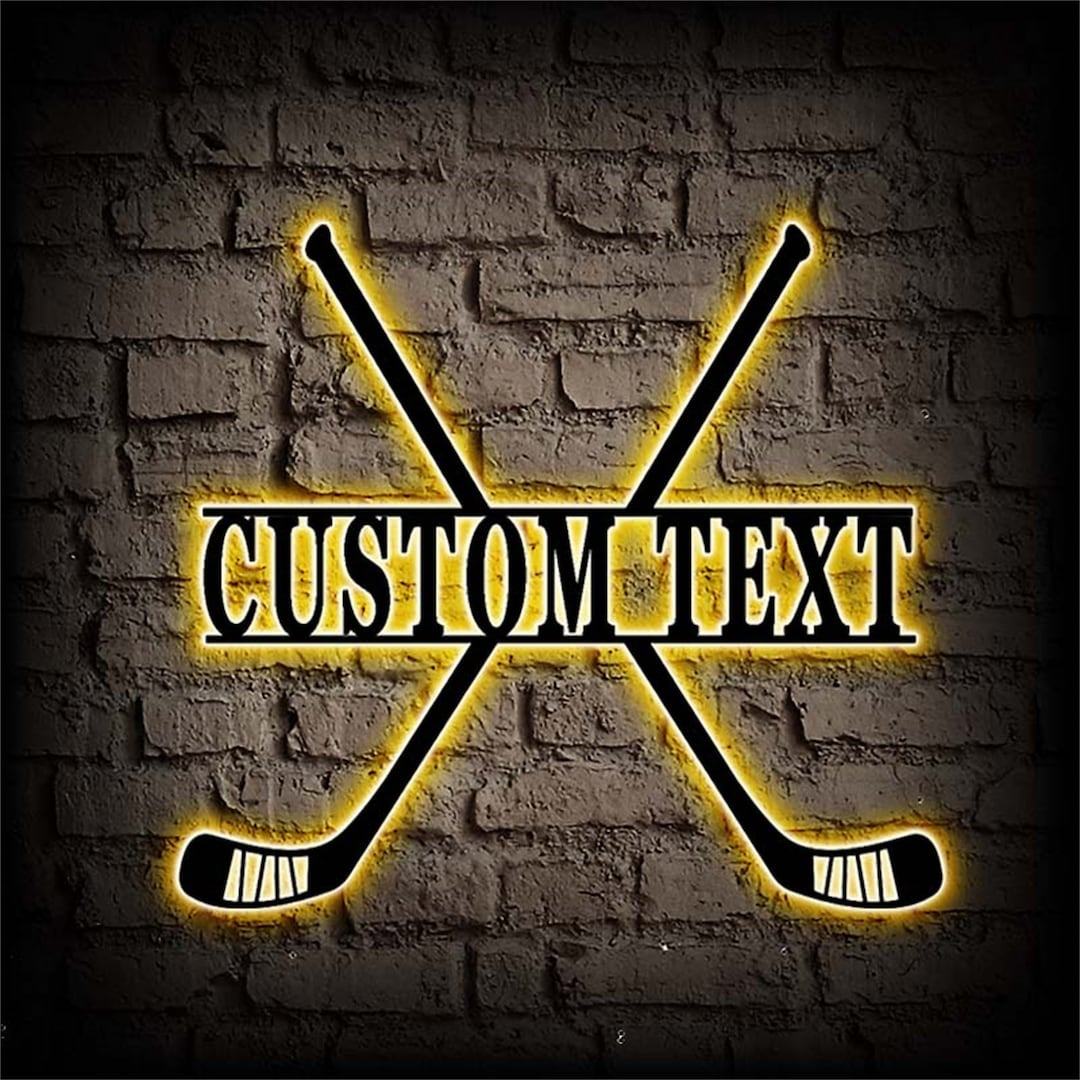 Personalized Hockey Sticks Metal Sign,led Lights Hockey Stick Metal