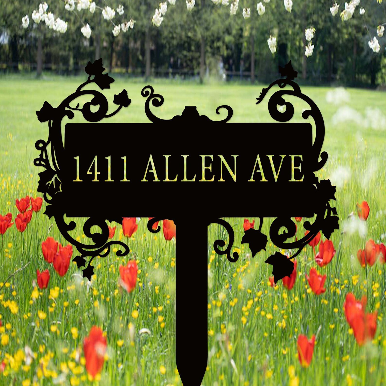 Custom Metal Address Garden Stake,address Yard Sign,personalized Lawn ...