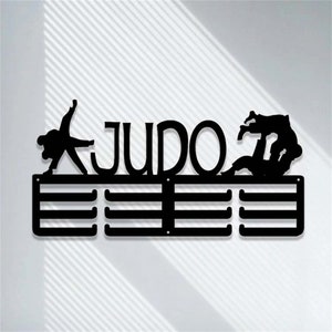 Personalized Judo Medal Holder,Custom Judo Player Name Medal Hanger,12 Rungs for Medals & Ribbons,Judo Sport Medal Display Awards Sign