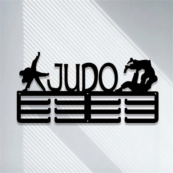 Porte-médailles de judo personnalisé,Porte-médailles personnalisé avec nom de joueur de judo,12 échelons pour médailles et rubans,Panneau de remise des médailles du sport de judo