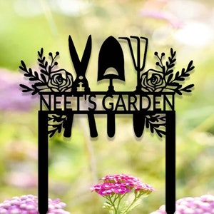 Custom Rose Garden Sign,Metal Garden Stake,Personalized Garden Sign,Sign for Flower Beds,Outdoor Yard Decor,Mother’s Day Gardening Gift