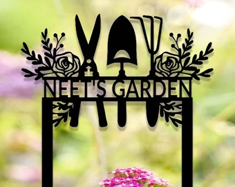 Custom Rose Garden Sign,Metal Garden Stake,Personalized Garden Sign,Sign for Flower Beds,Outdoor Yard Decor,Mother’s Day Gardening Gift