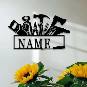 Personalized Mechanic Tools Metal Sign,Papas Workshop Sign,Custom Handyman Tools Sign,Garage Sign,Repair Tools Wall Art,Garage Wall Decor