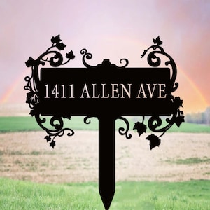 Custom Metal Address Garden Stake,Address Yard Sign,Personalized Lawn Address Sign,Address Stake,House Number Sign for Yard,Front Door Stake