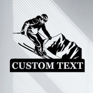 Custom Skier Metal Sign,Snowboarding Skier Decor,Personalized Skier Name Sign,Alpine Downhill Skier Metal Wall Art,Snow Skiing Skier Gift