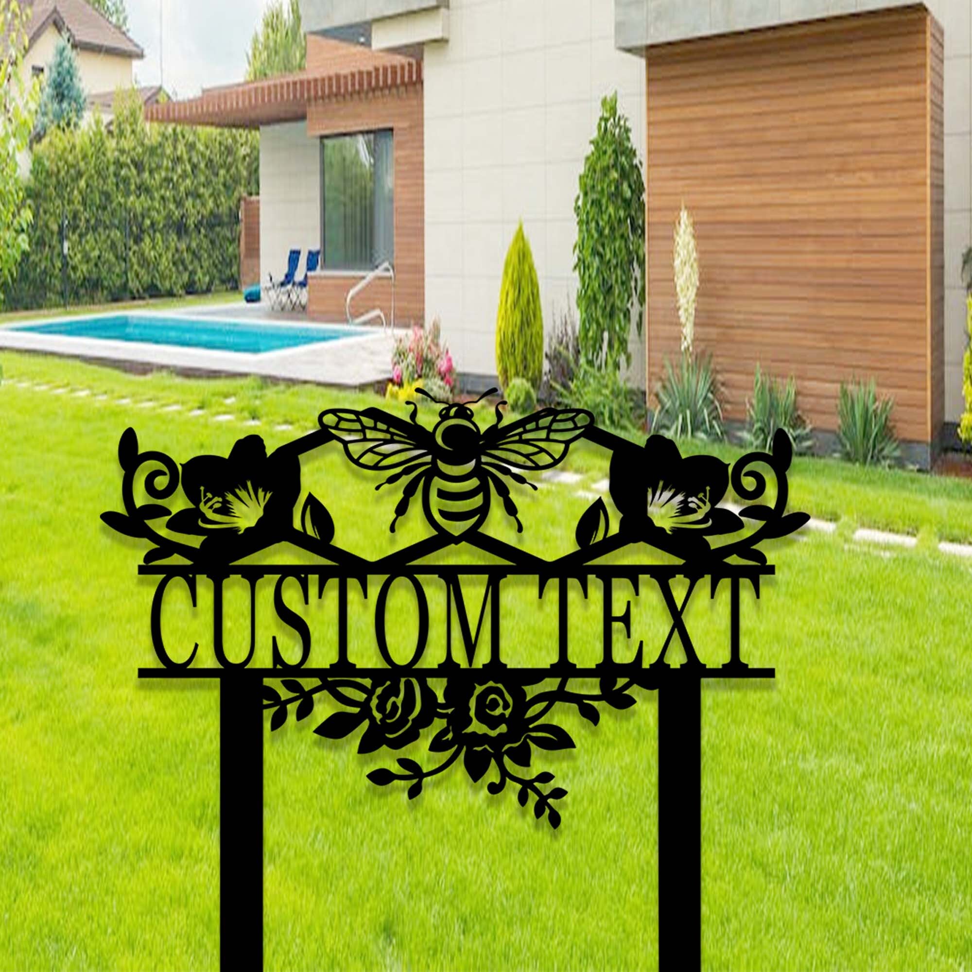 Geroclonup Hofschild 'Biene' – Aus Metall, 11,5x15 Cm, Mit Pfahl, Wetterfest, Für Garten & Haustür