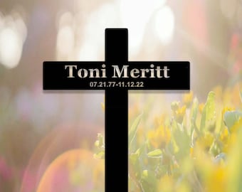 カスタムメタルクロスメモリアルステーク、墓石、パーソナライズクロスステーク、愛する人の死を悼むガーデンステーク、メモリアルクロス、お悔やみの贈り物