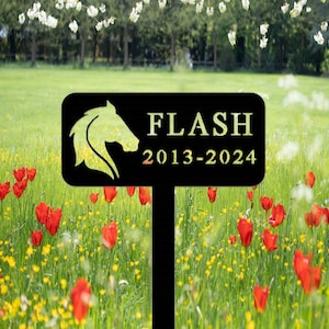 Aangepaste metalen bord herdenkingspaal paard, gepersonaliseerde inzet paardennaam, marker paardengraf, cadeau paard verlies, decor paardentuin, herdenkingsinzet