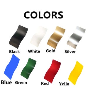 May include: A chart showing different colors, including black, white, gold, silver, blue, green, red, and yellow. The word "COLORS" is at the top of the chart.