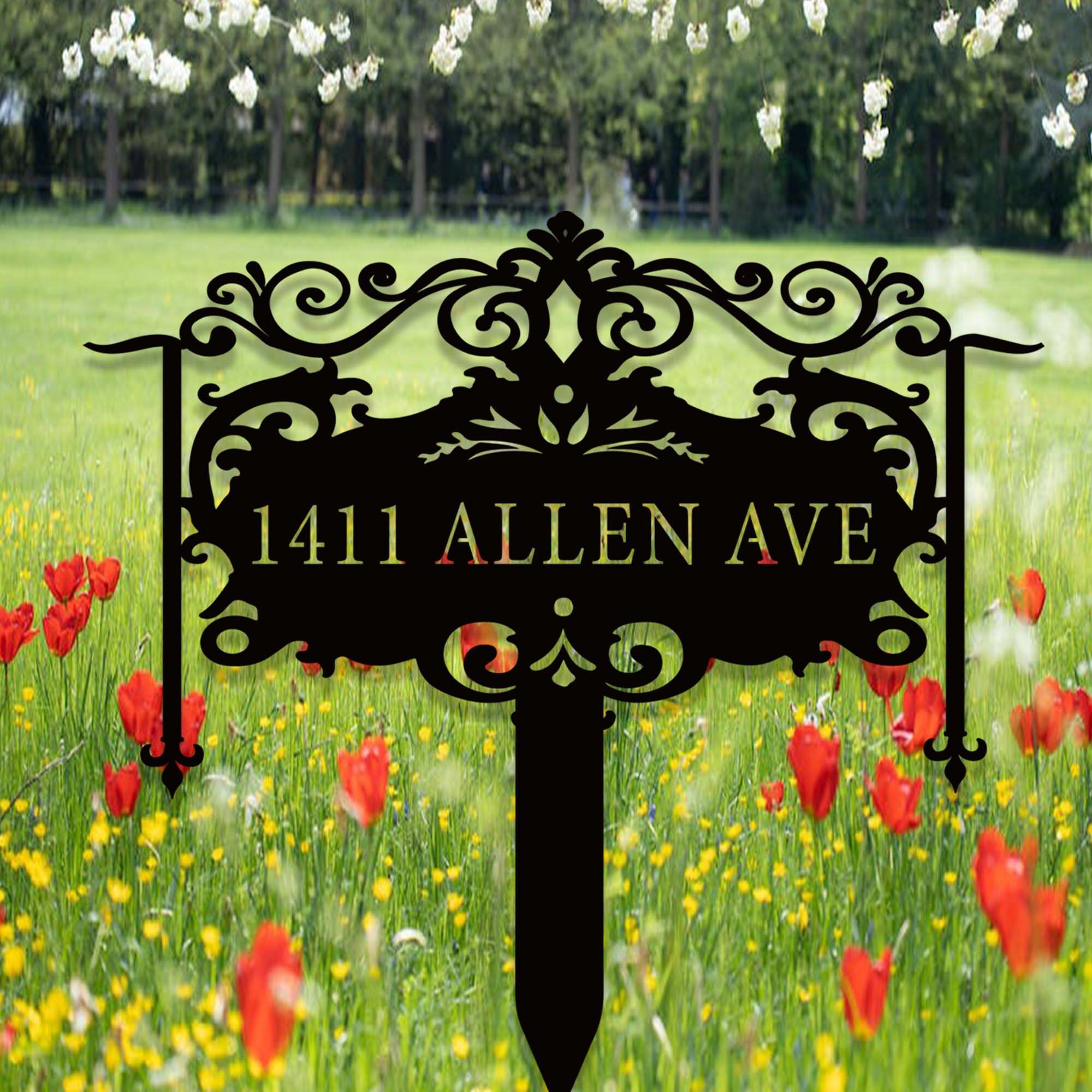 Custom Metal Address Yard Sign,address Garden Stake,personalized Lawn ...