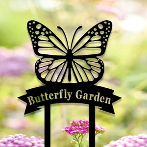 Custom Garden Sign,Butterfly Garden Stake,Personalized Garden Name Metal Sign,Garden Art,Metal Yard Art,Garden Decor,Butterfly Garden Sign