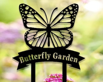 Custom Garden Sign,Butterfly Garden Stake,Personalized Garden Name Metal Sign,Garden Art,Metal Yard Art,Garden Decor,Butterfly Garden Sign