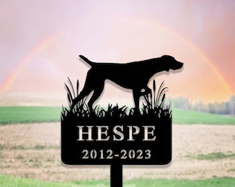 Custom Metal German Shorthaired Pointer Dog Memorial Stake,Hunting Dog Grave Marker,Personalized Dog Loss Gift,Garden Stake for Loss of Dog