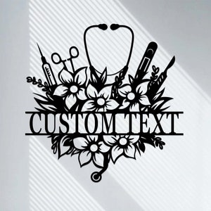 Personalized Floral Nurse Metal Sign,Nurse Decor,Custom Nurse Name Sign,Doctor Nurse Gift,Stethoscope Sign,Clinic Decor,Medical Student Gift