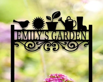 Custom Garden Sign,Metal Garden Stake,Personalized Garden Sign,Sign for Flower Beds,Yard Art,Outdoor Yard Decor,Mother’s Day Gardening Gift