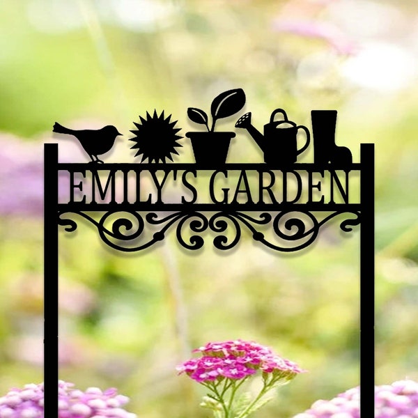 Custom Garden Sign,Metal Garden Stake,Personalized Garden Sign,Sign for Flower Beds,Yard Art,Outdoor Yard Decor,Mother’s Day Gardening Gift