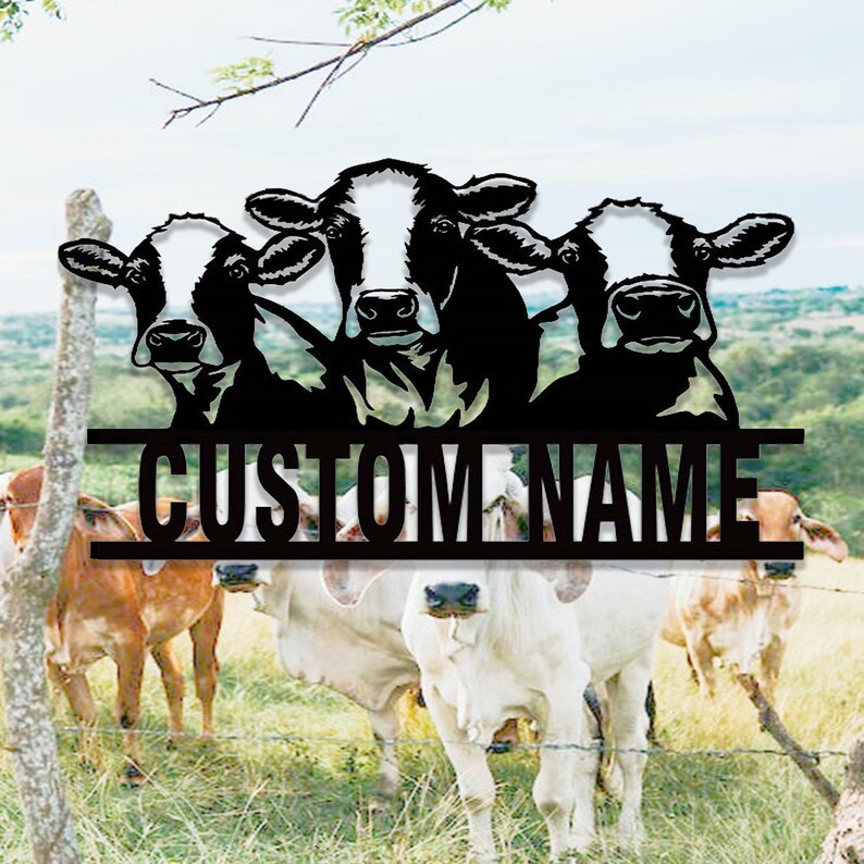 Cow Metal Sign Personalizedcow Cattle Metal Wall Artcustom Etsy
