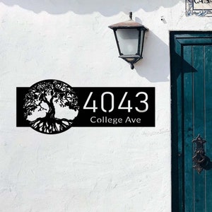 Custom Tree of Life Address Sign,Metal House Number Sign,Personalized Address Plaque,Street Name Sign,Front Porch Door Sign,New Home Gift