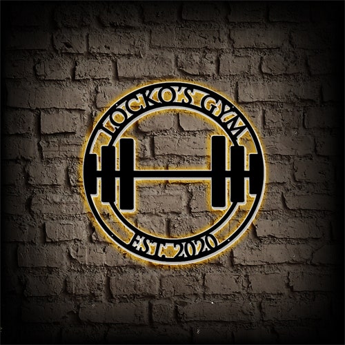 Personalized Home Gym LED Metal Art Sign / Light up Gym Name Etsy