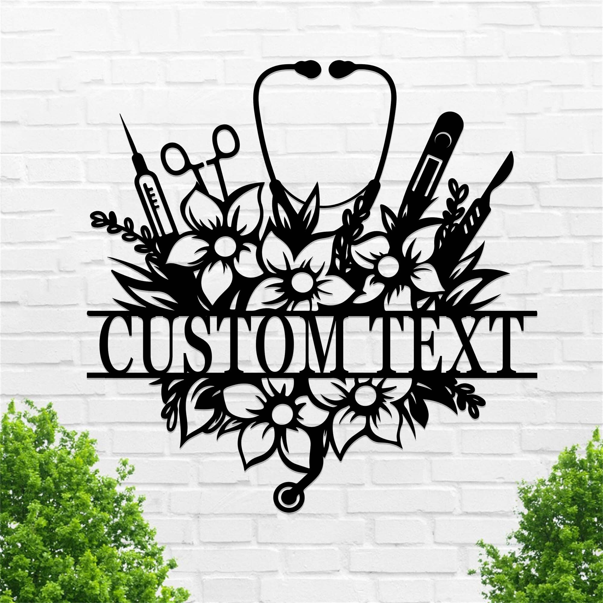 Personalized Floral Nurse Metal Sign,nurse Decor,custom Nurse Name Sign ...